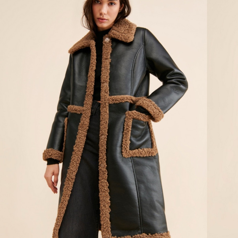 Badgley Mischka Black and Brown Teddy Jacket